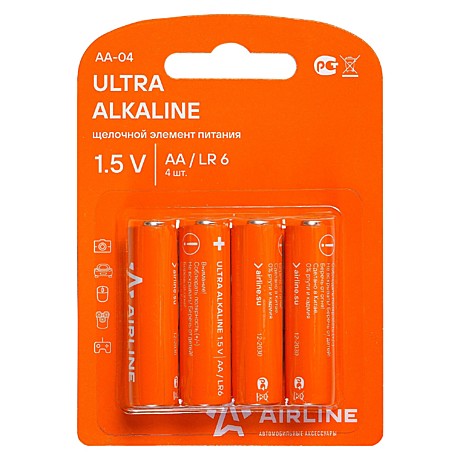 Батарейки LR6/AA щелочные 4 шт. (AA-04) ПАЛЬЧИКОВЫЕ