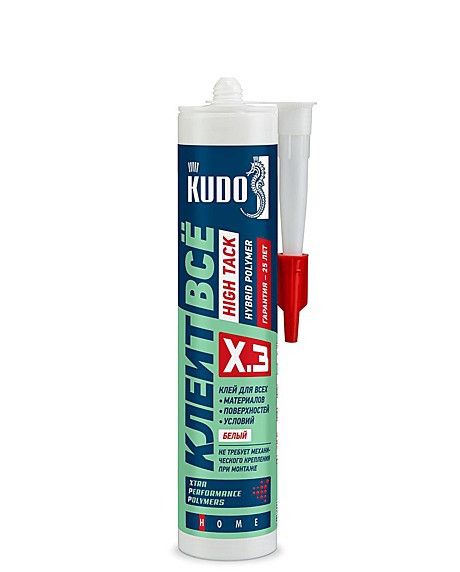 Клей KUDO Клеит Все HIGH TACK KX-3W на основе гибридных полимеров белый 280 мл