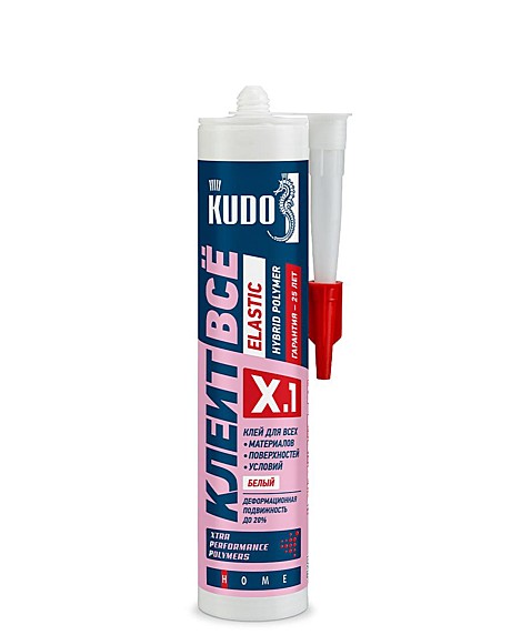 Клей KUDO КЛЕИТ ВСЁ ELASTIC KX-1W на основе гибридных полимеров, белый,  280 мл